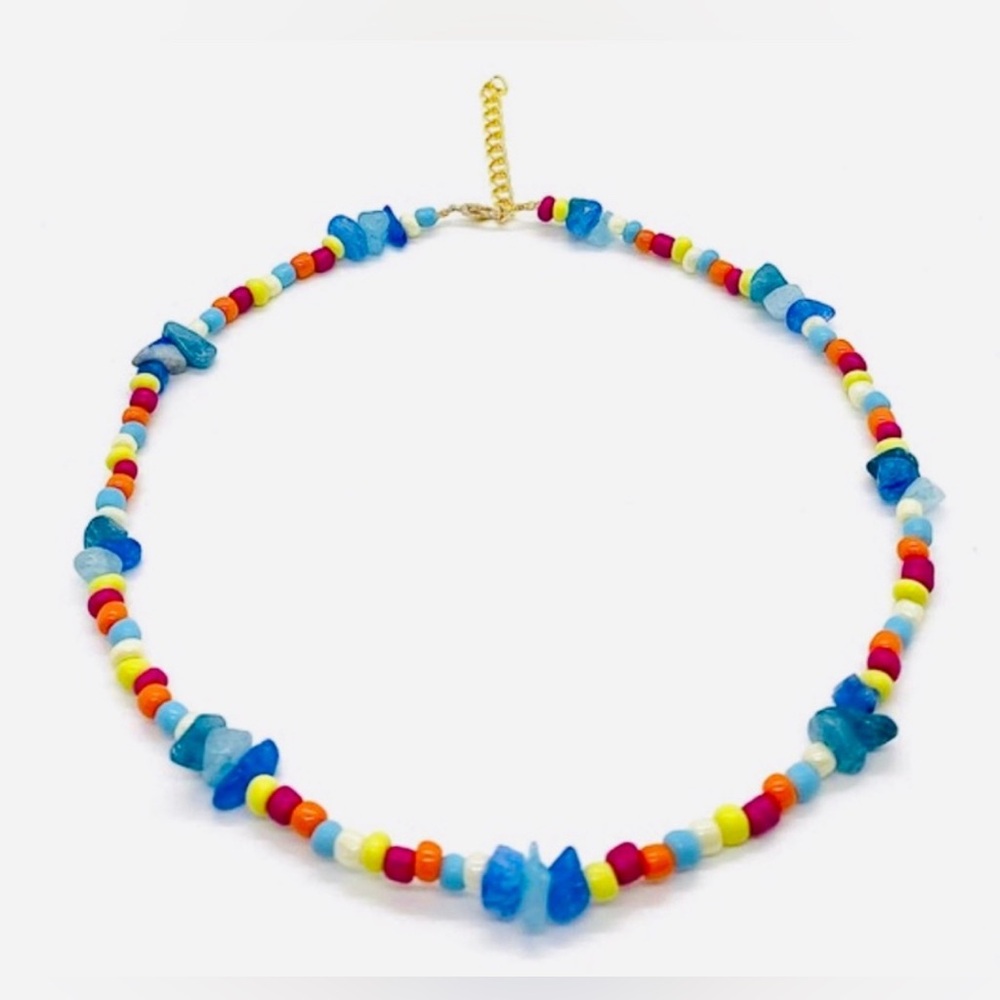 Rainbow Multi-Color Beaded Necklace Boho Y2K Summer Beach Preppy Coastal Cowgirl - Picture 4 of 7